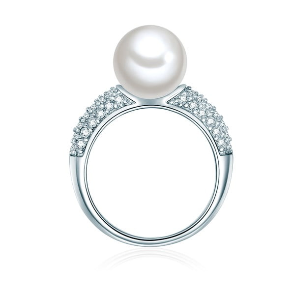 Prsteň v striebornej farbe s bielou perlou Perldesse Muschel, veľ. 52
