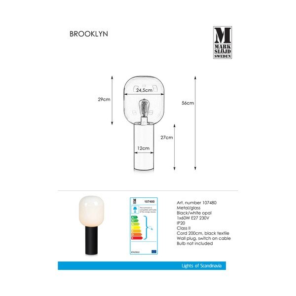 Biela stolová lampa Markslöjd Brooklyn Smoke, ø 24 cm-image-2
