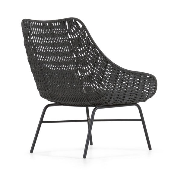 Čierne ručne pletené vonkajšie kreslo Kave Home Abeli-image-4