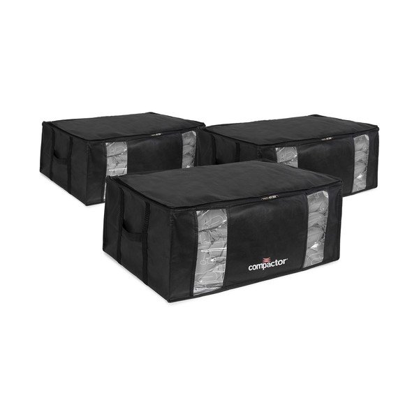 Čierne vákuové plastové úložné boxy v súprave 3 ks 65x45x27 cm Black Edition – Compactor-image-2
