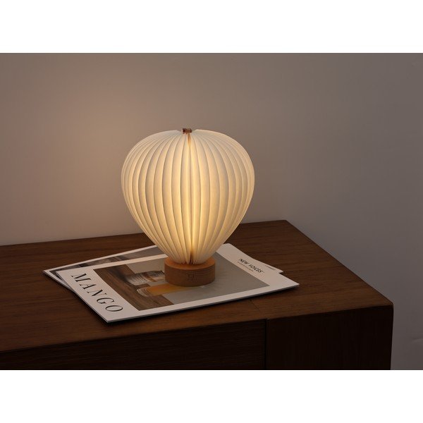 Biela LED stolová lampa so stmievačom s papierovým tienidlom (výška  20 cm) Aeris – Gingko-image-1