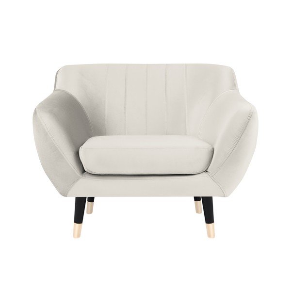 Krémové kreslo s čiernymi nohami Mazzini Sofas Benito