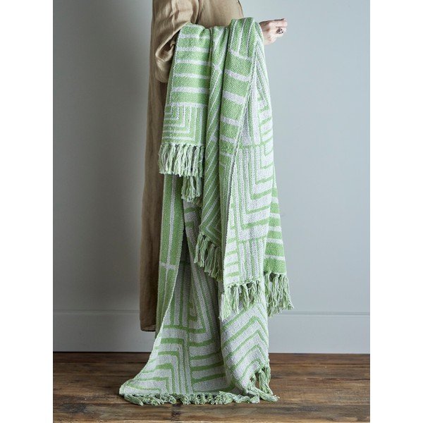 Zelená deka s prímesou bavlny 130x155 cm Velva – Bloomingville-image-1