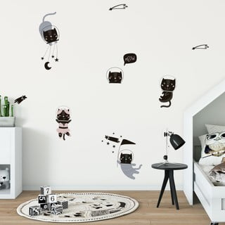 Sada nástenných detských samolepiek Ambiance Scandinavian Animals Cosmonaut Cats
