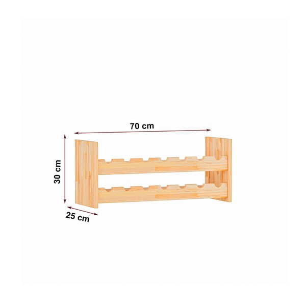 Nástenný regál na víno z borovicového dreva v prírodnej farbe počet fliaš 14 Carol - Kalune Design-image-4