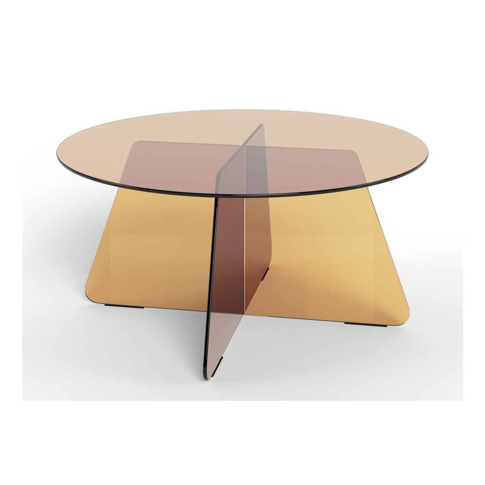 Hnedý sklenený okrúhly konferenčný stolík ø 80 cm Samos – Actona