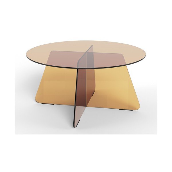 Hnedý sklenený okrúhly konferenčný stolík ø 80 cm Samos – Actona