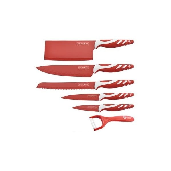 6-dielna sada nožov Chef Non-stick Color, červená