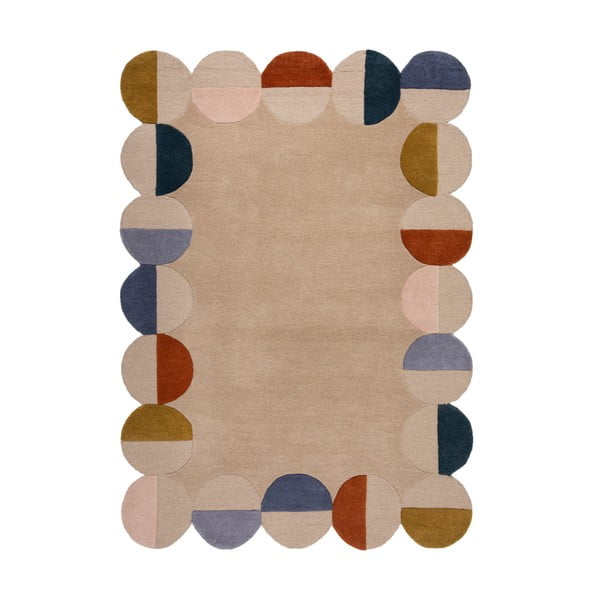 Béžový ručne tkaný vlnený koberec 120x170 cm Mia Scallop Frame – Flair Rugs