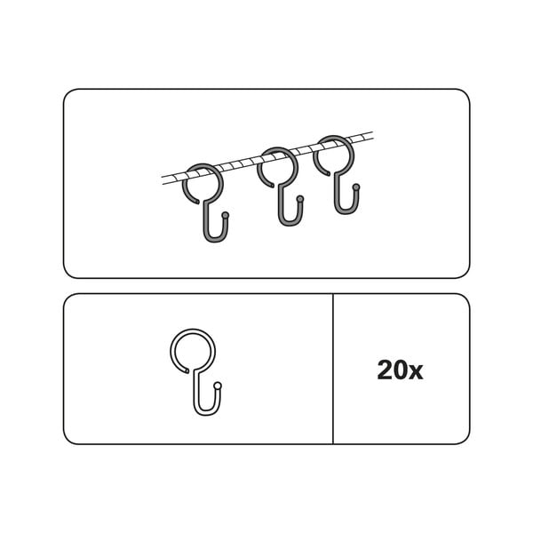 Kovové háčiky na záclony v súprave 20 ks - Gardinia-image-1