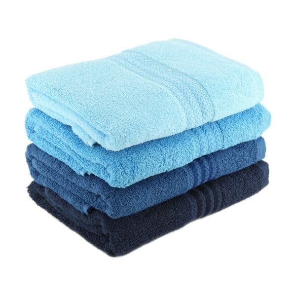 Súprava 4 modrých bavlnených uterákov Foutastic Sky, 50 x 90 cm-image-1