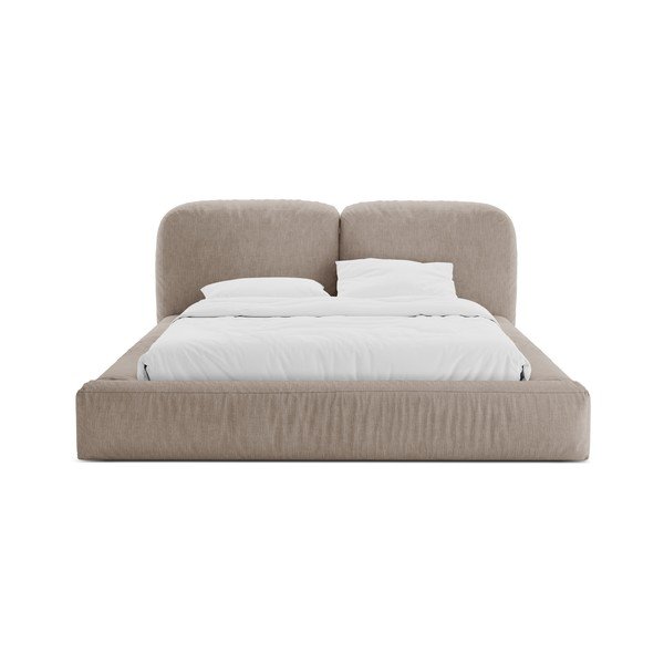 Svetlohnedá čalúnená dvojlôžková posteľ s úložným priestorom s roštom 160x200 cm Martina – Micadoni -image-4