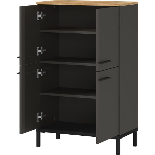 Tmavosivá vysoká kúpeľňová skrinka v dekore duba 60x97 cm Yonkers - Germania-image-3