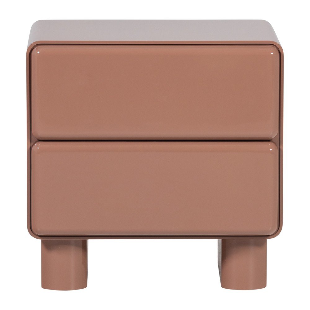 Ružový lesklý nočný stolík Lustra – WOOOD