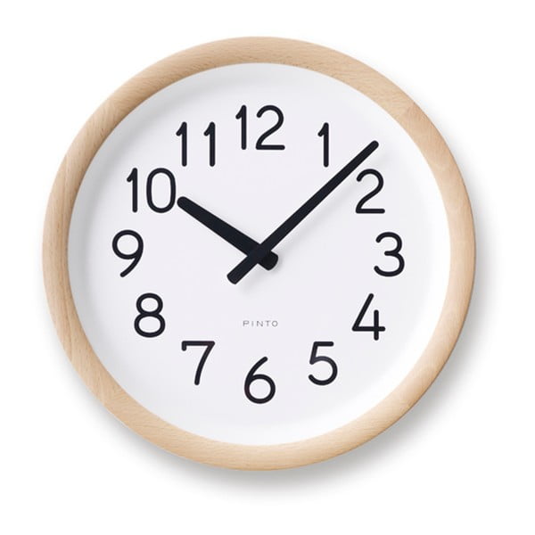 Nástenné hodiny s hnedým rámom Lemnos Clock Day To Day, ⌀ 29,8 cm
