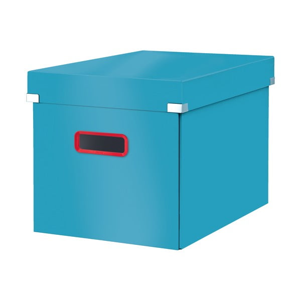 Modrý kartónový úložný box s vekom 32x36x31 cm Click&Store – Leitz