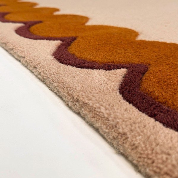 Oranžový/v prírodnej farbe ručne tkaný vlnený behúň 80x230 cm Wiggle Wool – Flair Rugs-image-2