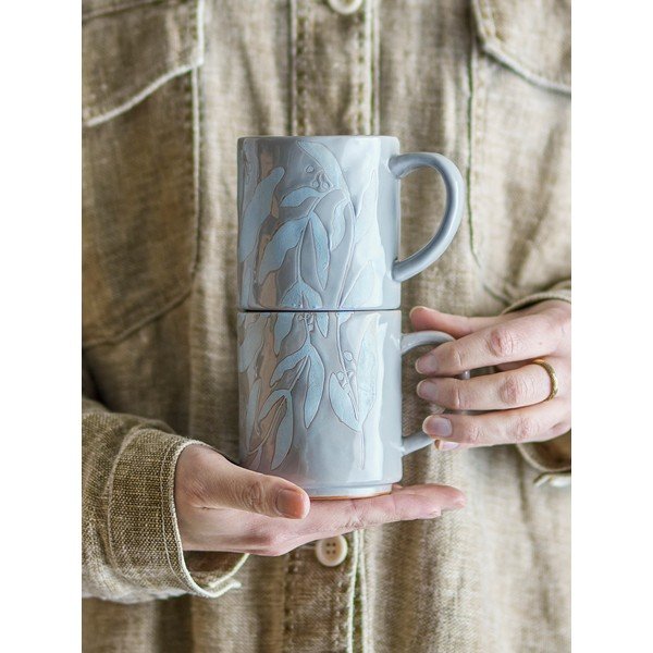 Sivé hrnčeky z kameniny v súprave 2 ks 350 ml Aurora – Bloomingville-image-1