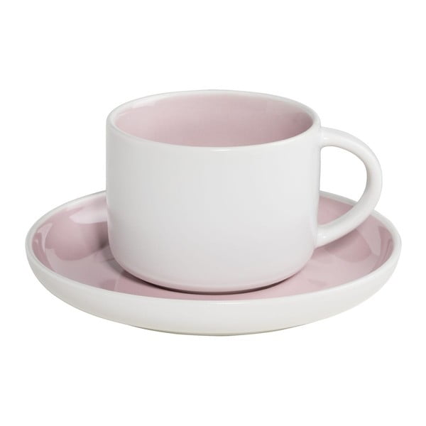 Bielo-ružový porcelánový hrnček s tanierikom Maxwell&Williams Tint, 240ml