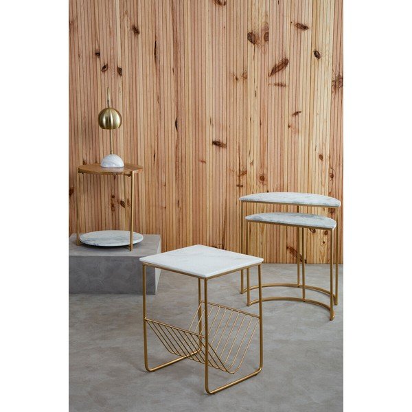 Odkladací stolík s mramorovou doskou 40x40 cm Mandoli – Premier Housewares-image-1