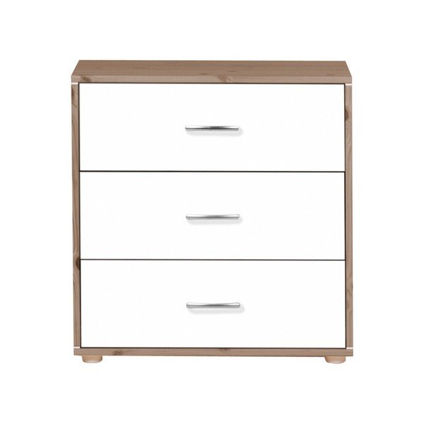 Hnedo-biela detská komoda s 3 zásuvkami z borovicového dreva Flexa Classic-image-1