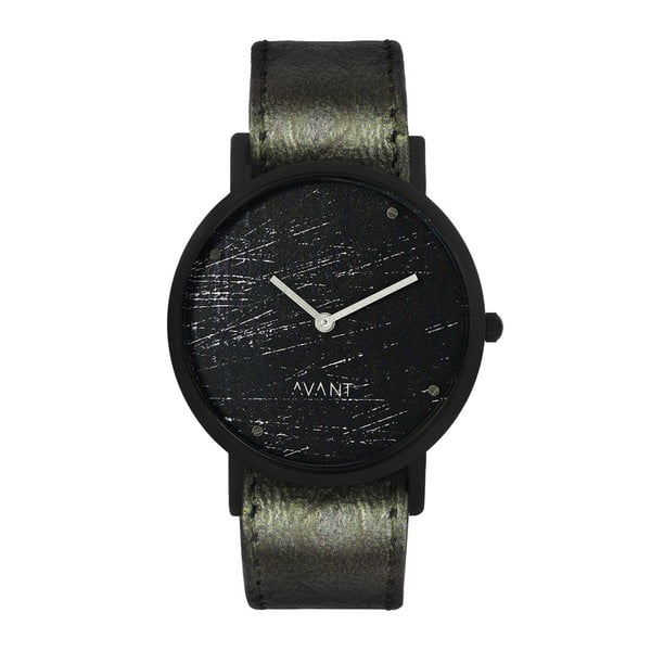 Čierne unisex hodinky s tmavozeleným remienkom South Lane Stockholm Avant Raw