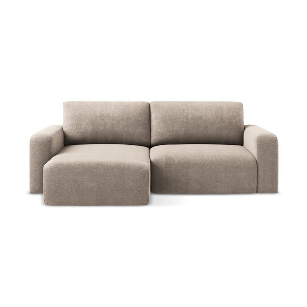 Béžová ženilková rozkladacia/s úložným priestorom rohová pohovka (ľavý roh/s leňoškou) Kona – Makamii