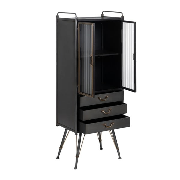 Čierna kovová vitrína 58x150 cm Brick – Ixia-image-2