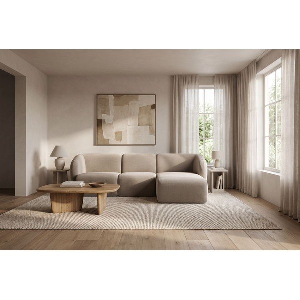 Svetlohnedá ženilková rohová pohovka (pravý roh/s leňoškou) Lani – Makamii-image-1