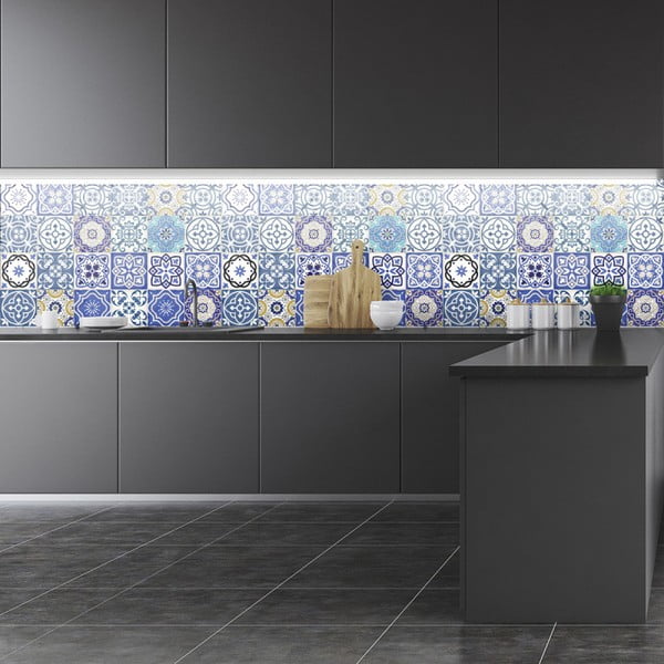 Sada 24 nástenných samolepiek Ambiance Wall Stickers Tiles Flamenco, 10 × 10 cm