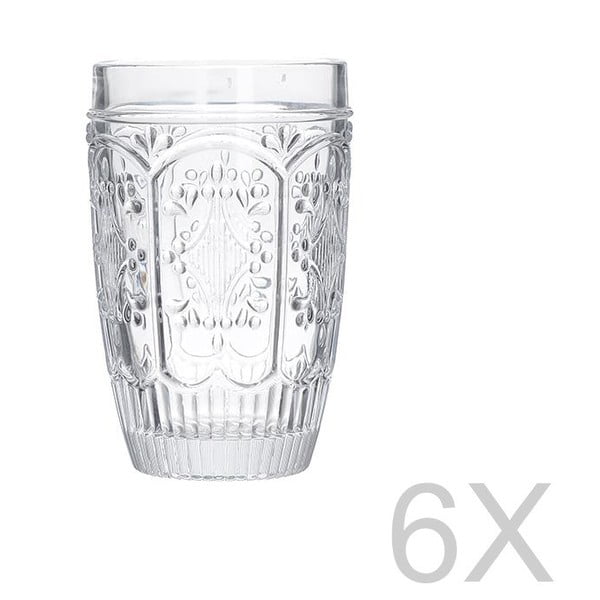 Sada 6 sklenených transparentných pohárov InArt Glamour Beverage, výška 13 cm