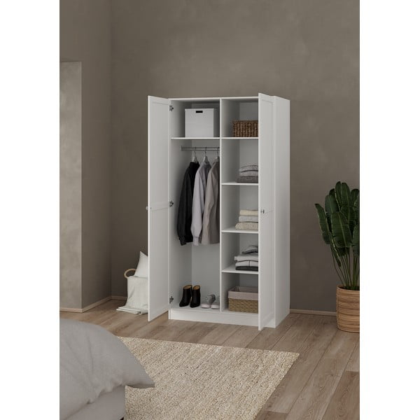 Biela šatníková skriňa 99x200x62 cm Billund – Tvilum-image-2