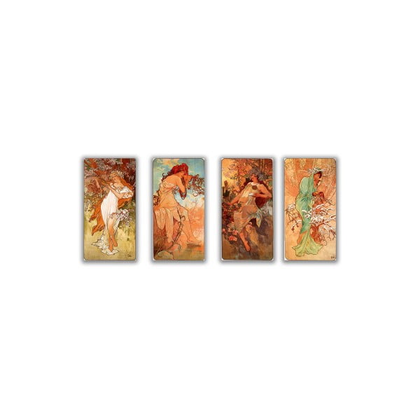 Sada 4 obrazov Four Seasons od Alfonza Muchu, 20x40 cm
