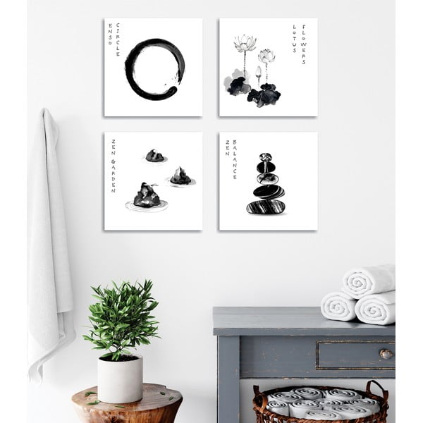 Obrazy v súprave 4 ks 30x30 cm Japanese Zen – Wallity-image-3