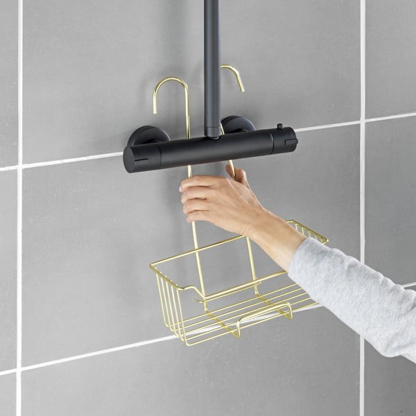 Závesná kúpeľňová polička z nehrdzavejúcej ocele v zlatej farbe Milo – Wenko-image-2