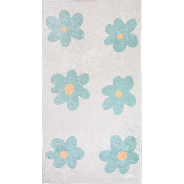 Prateľný detský koberec v mentolovej farbe/slonovinový 160x230 cm Cute Flowers Green – Vitaus