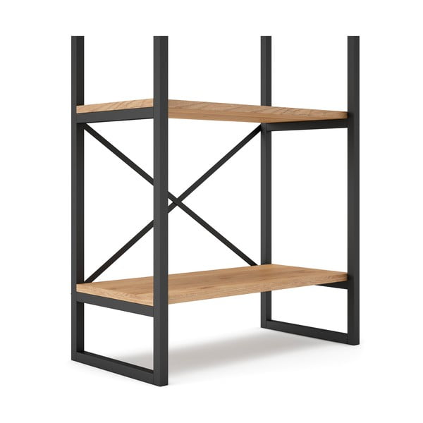 Čierny/prírodný regál v dekore duba 58x175 cm Dusan – Marckeric-image-4