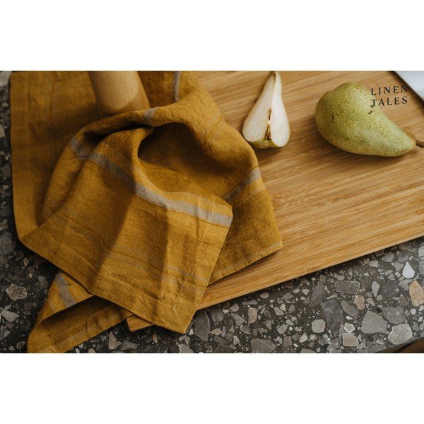 Ľanová utierka 65x65 cm Amber Bronze Stripes – Linen Tales-image-1