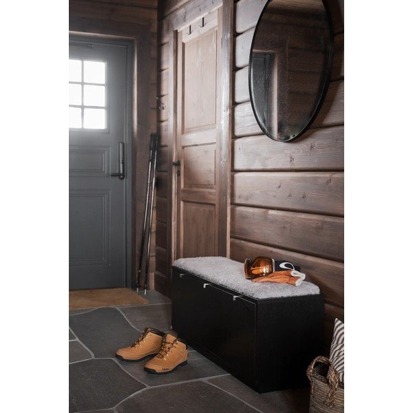 Čierno-sivá skrinka na topánky v dekore duba s lavicou Confetti – Rowico-image-1