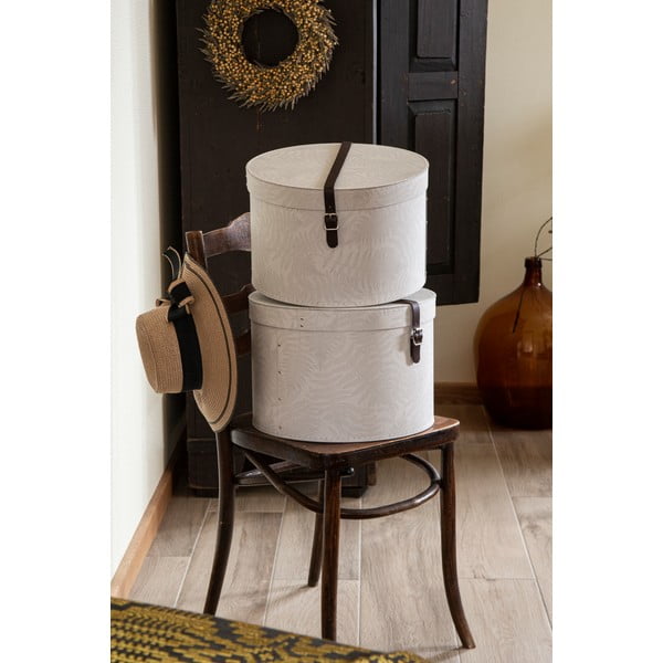 Krémovobiele kartónové úložné boxy v súprave 2 ks s vekom ø 37,5x25,5 cm Rut Paper Laminate – Bigso-image-1