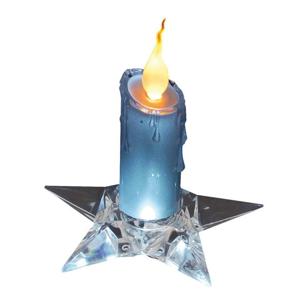 Modrá dekoratívna sviečka na podstavci Naeve, výška 16 cm