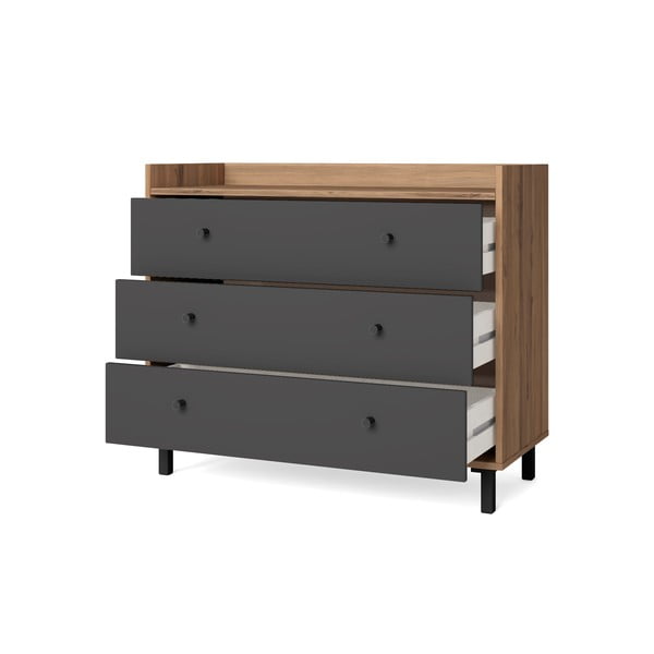 Sivá nízka komoda v dekore orecha 92x75 cm Malta - Marckeric-image-2