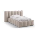 Svetlohnedá čalúnená jednolôžková posteľ s úložným priestorom s roštom 90x200 cm Lupine – Micadoni 