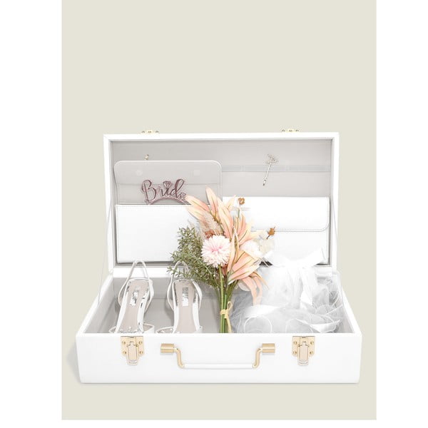 Biely dekoratívny úložný box z umelej kože 50x30x15 cm – Stackers