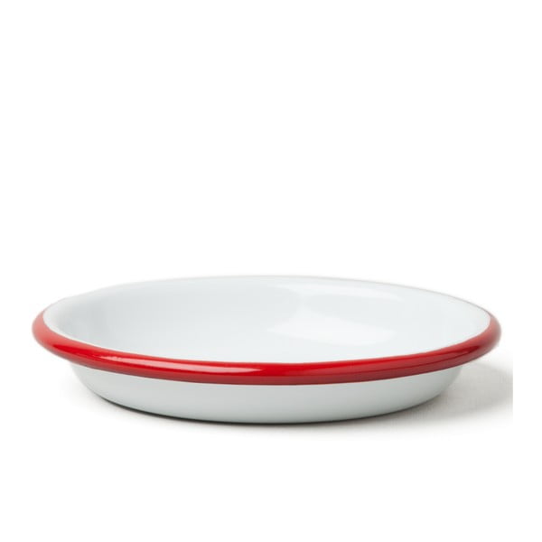 Malý servírovací smaltovaný tanier s červeným okrajom Falcon Enamelware, ø 10 cm