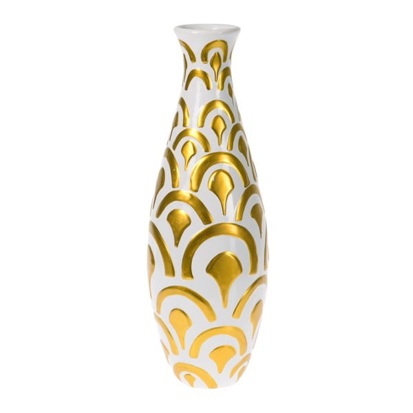 Biela váza s detailmi v zlatej farbe InArt Deco