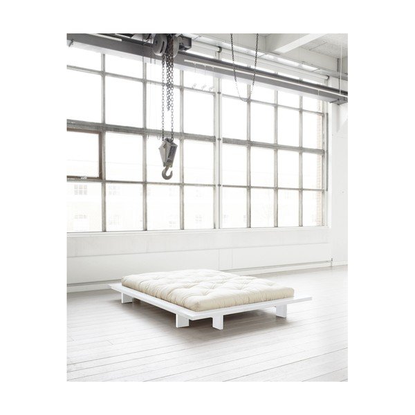 Dvojlôžková posteľ z borovicového dreva s matracom Karup Design Japan Comfort Mat White/Natural, 160 × 200 cm-image-4