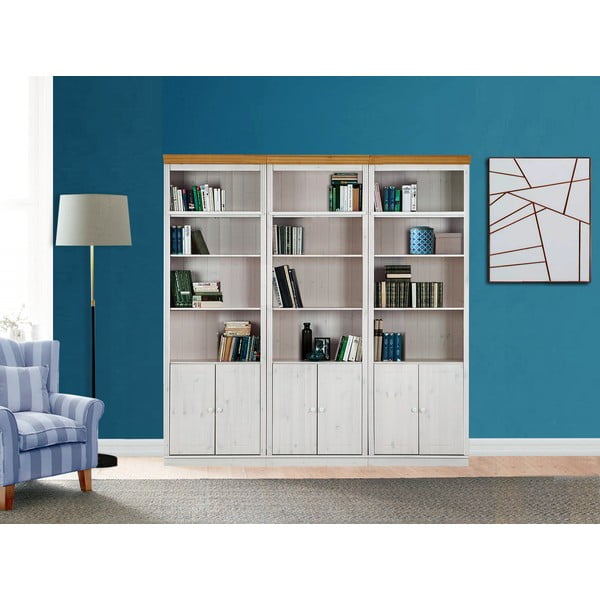 Biela knižnica z borovicového dreva 222x223 cm Anita – Støraa-image-1