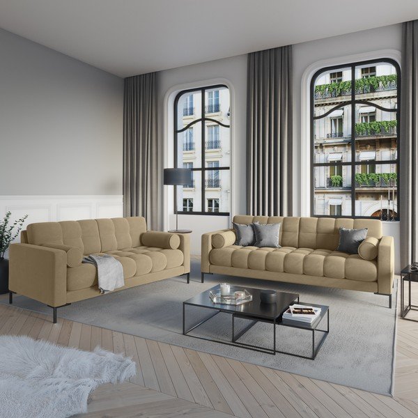 Béžová zamatová pohovka Cosmopolitan Design Bali-image-1