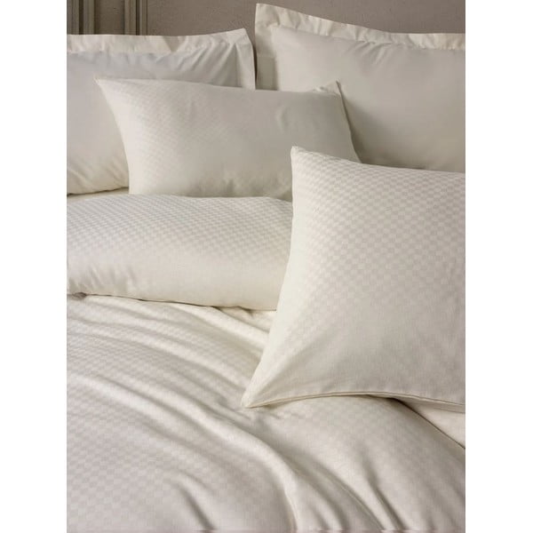 Béžové obliečky na jednolôžko z bavlny Renforcé 140x200 cm Checkered – Mila Home Luxury-image-1